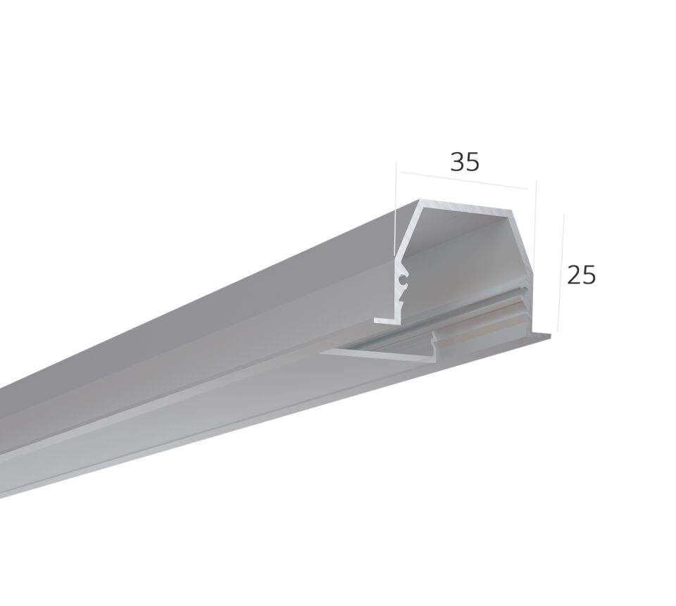  6063 Алюминиевый LED профиль LINE 3525 IN RAW LT70 (с экраном) — 2500мм