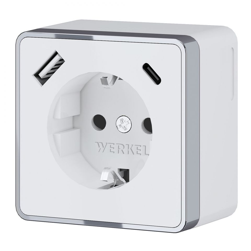  Werkel Розетка с заземлением, шторками и USB тип A+C Gallant (белый) W5071701
