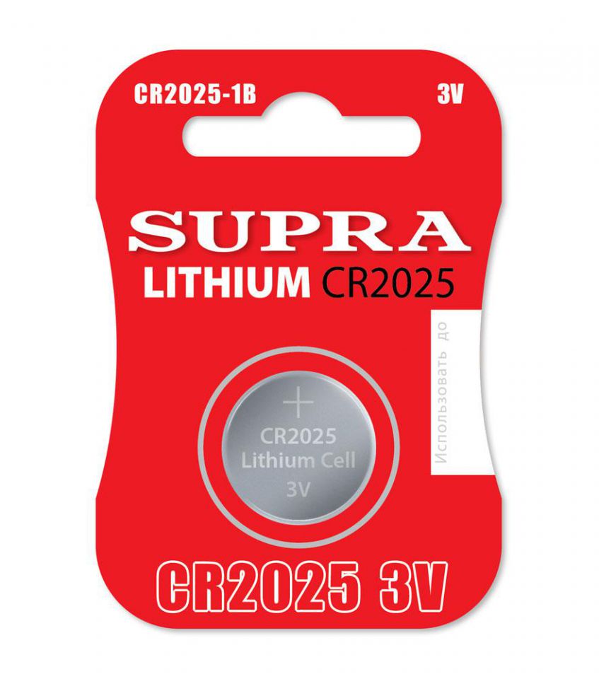 Элемент питания 3V Supra CR2025-1B плоский литиевый LITHIUM