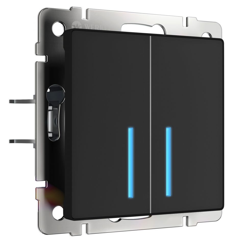  Werkel Сенсорный выключатель двухклавишный с функцией Wi-Fi (черный) W4520608