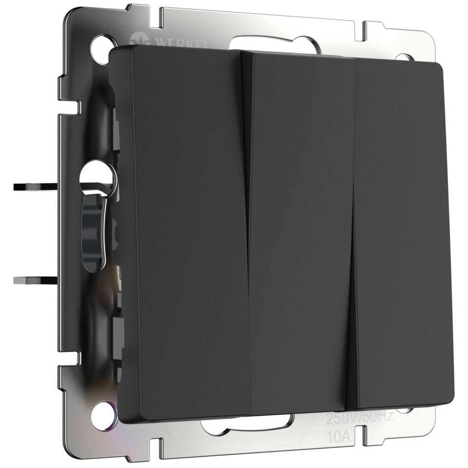  Werkel Выключатель трехклавишный (черный матовый) W1130008