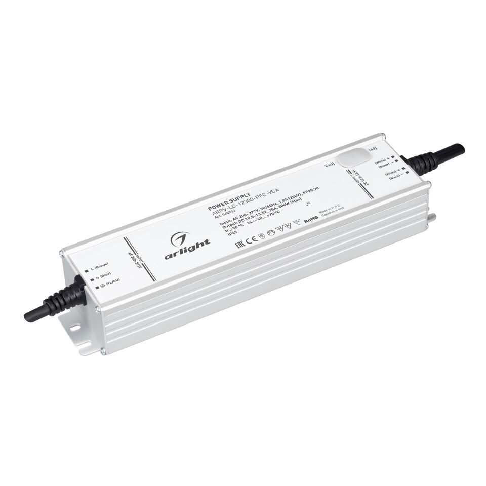 Блок питания ARPV-LG-12300-PFC-VCA (10.5-13.5V, 25A, 300W) ( Arlight , IP65 Металл, 5 лет)