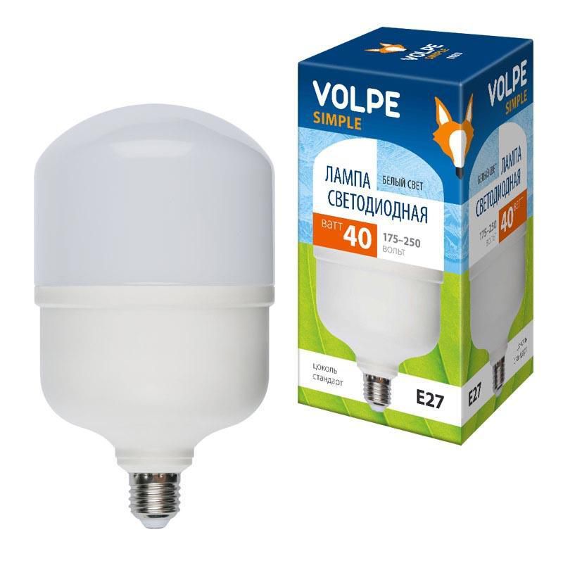 Лампа LED сверхмощная (UL-00002905) Volpe E27 40W (350W) 4000K матовая LED-M80-40W/NW/E27/FR/S