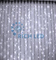 Гирлянда Rich LED Занавес 2*2 м, флэш, колпачок, БЕЛЫЙ, белый провод