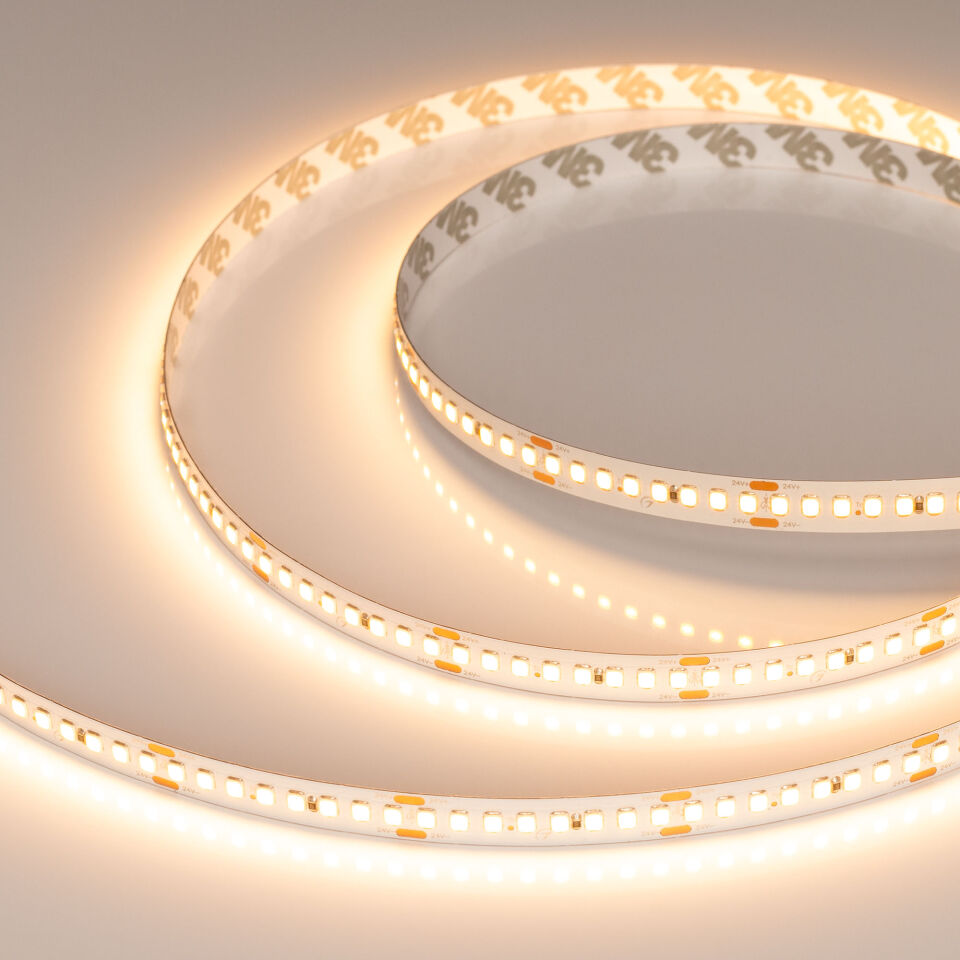 Лента RT-A192-10mm 24V Warm2400 (17.6 W/m, IP20, 2835, 5m) ( Arlight , высок.эфф.150 лм/Вт)