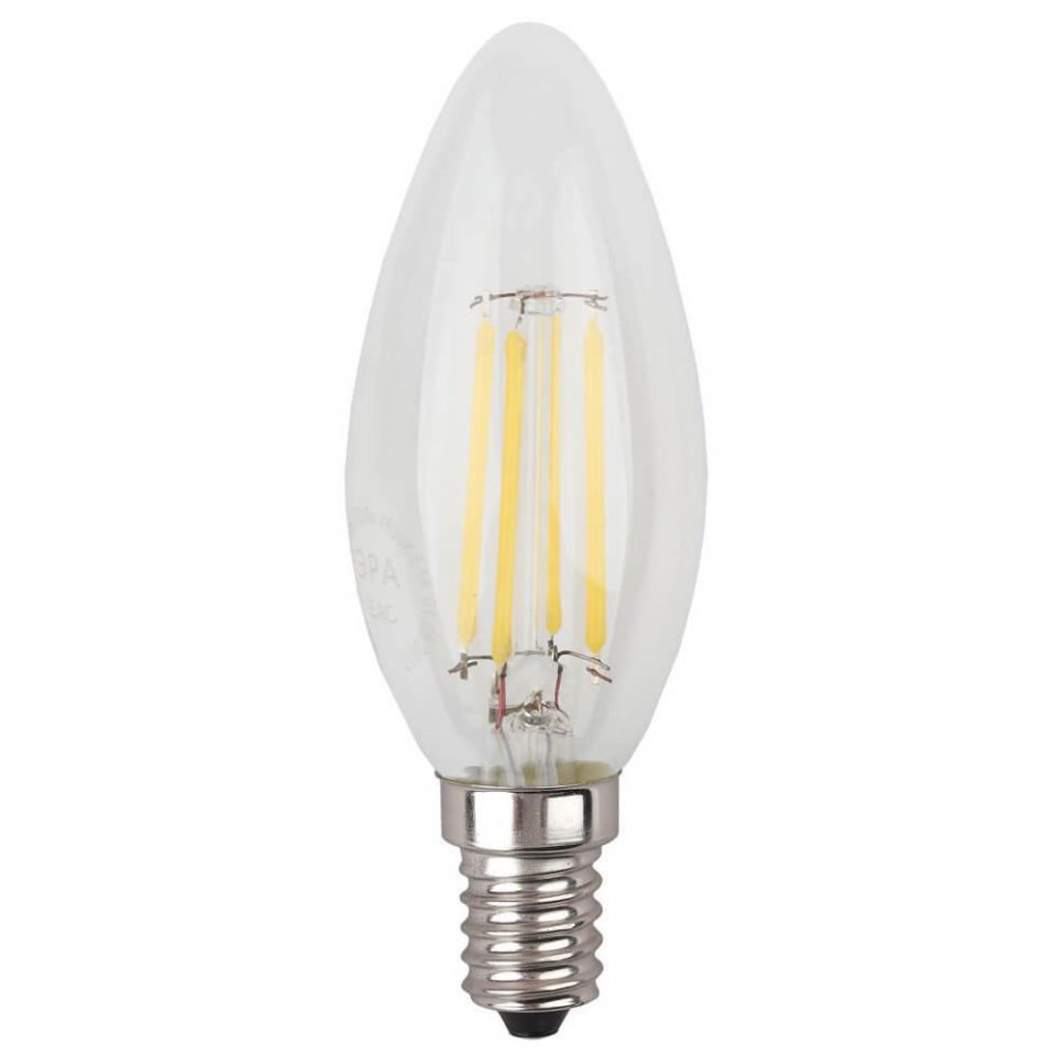 Лампа светодиодная филаментная Эра E14 7W 4000K прозрачная F-LED B35-7W-840-E14