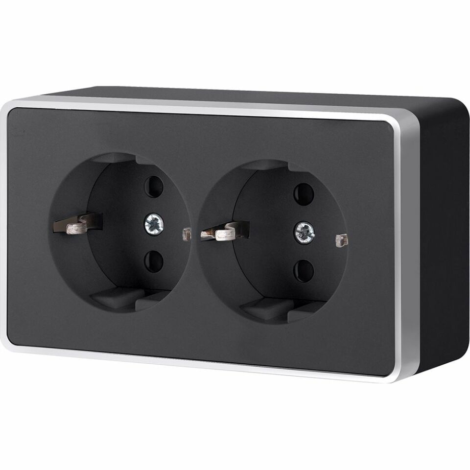  Werkel Розетка двойная с заземлением Gallant черный с серебром W5072134 W5072134